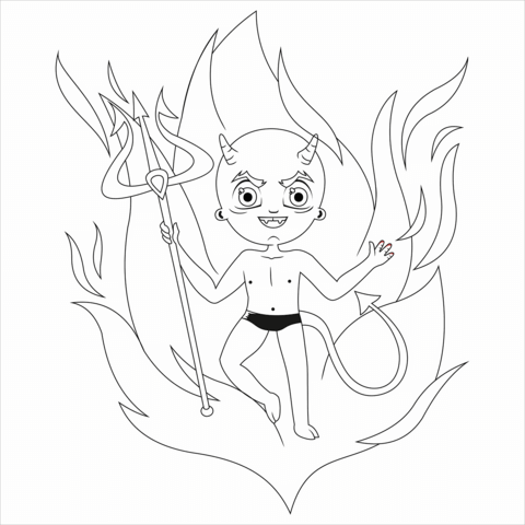 Little Devil From Halloween Coloring Page